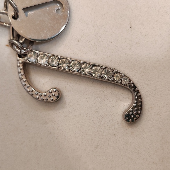 Silver Initial J Keychain with Rhinestones and multiple J charms - Picture 2 of 5